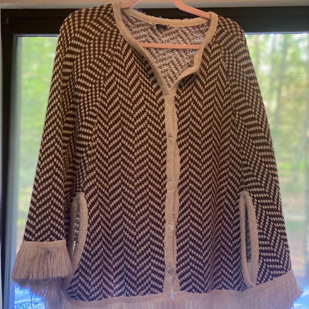 Brown and Cream Women's Sweater
